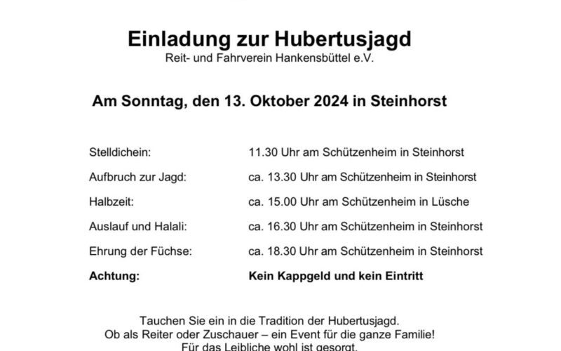 Einladung zur Hubertusjagd 2024