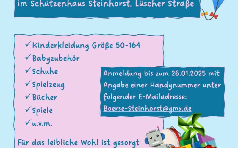 1. Kinderkleiderbörse in Steinhorst am 09. März 25, Einladung