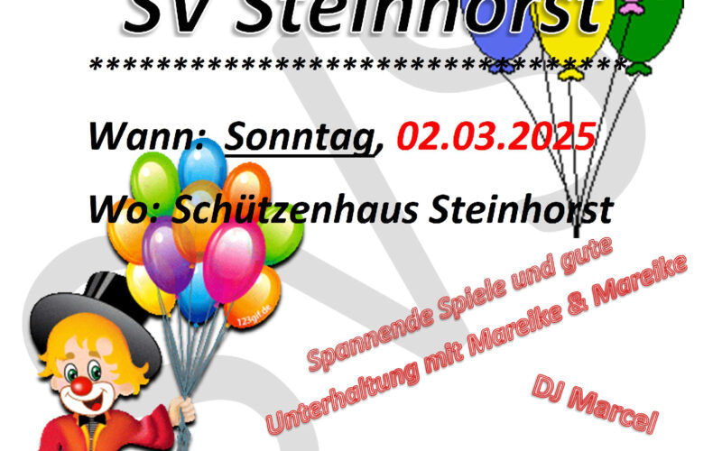 Kinderfasching-2025 SV Steinhorst EInladung